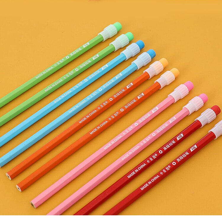 10 Stks/partij Schets Potlood Houten Lood Potloden Hb Potlood Met Gum Voor Kinderen Tekening Potlood School Schrijven Briefpapier Suppl: 10 pcs color mix