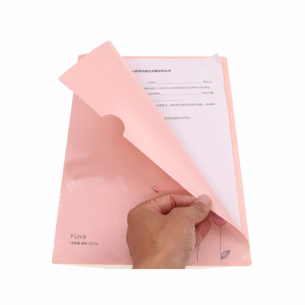 10 Pcs/Lot A4 File Folder File Bag Plastic Folder L Type Folder Document Expanding Wallet