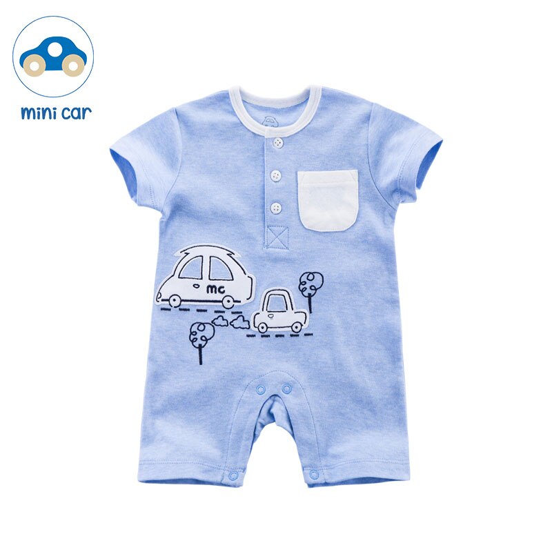 Roupas do bebê verão macacão de manga curta hatsuit arquivo aberto creeper para meninos algodão ao ar livre