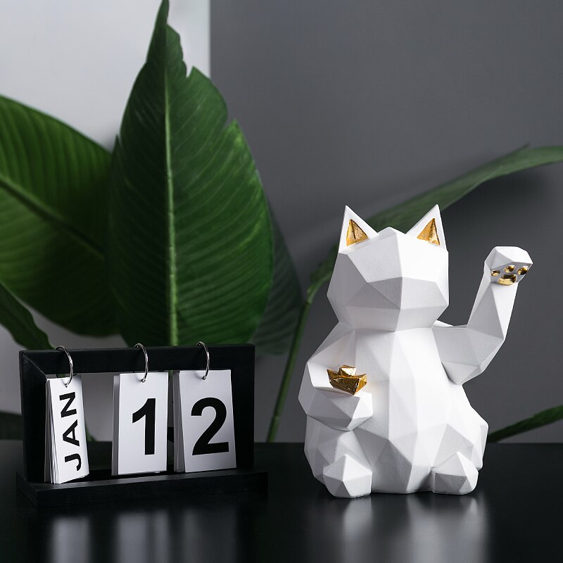 Harts skulptur lycklig katt dekoration modern heminredning staty