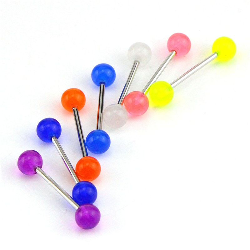 Nose Barbell Bars Body Piercing Jewelry Luminous Glow Acrylic Tongue Rings