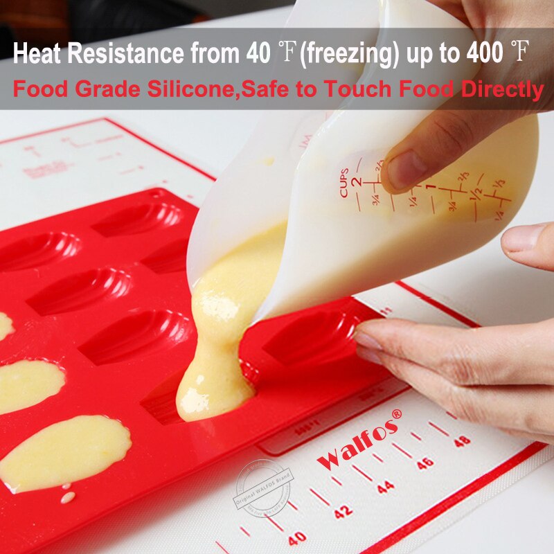 WALFOS-tazas medidoras de silicona flexibles, Alimentaria, 500ml, cuchara de medir, utensilios para hornear, utensilios de repostería para Cocina