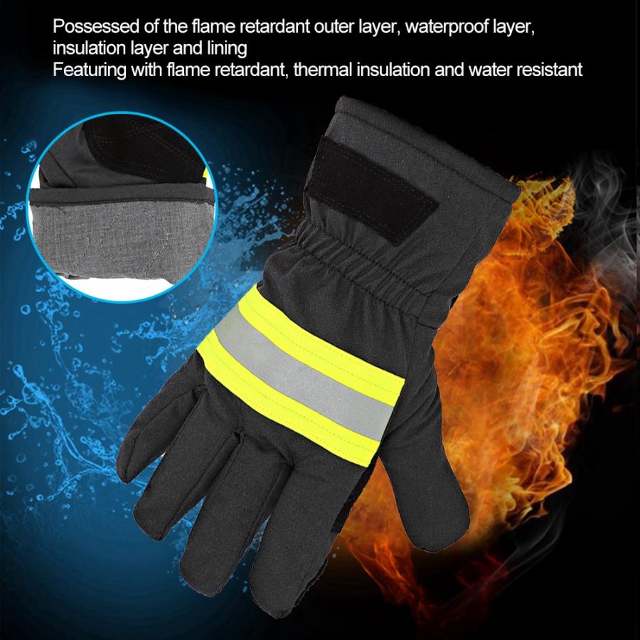 Fireproof Anti-Fire Equipment Heat-Resistant Fire Retardant Firefighters Protection Gloves luvas bombeiros guantes trabajo Black