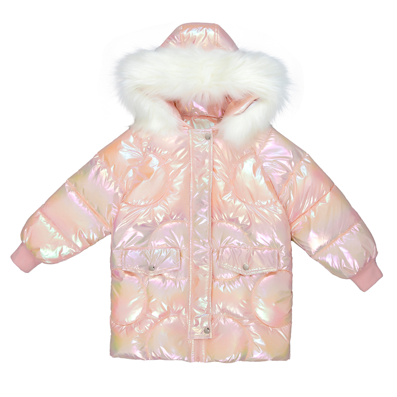 Chaqueta acolchada de plumón brillante para niña, abrigos de algodón sin lavado, ropa de invierno de longitud media, novedad