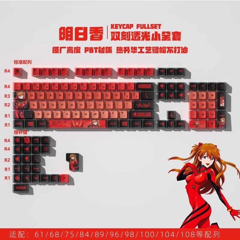 Eva asuka tema tastiera combinazione pbt/pc tastiera meccanica traslucida tastiera personalizzata tastiera da gioco per tablet laptop pc: Rosa