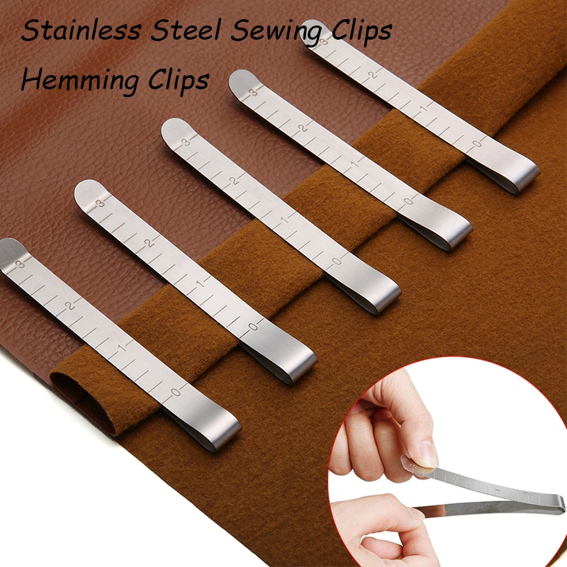 5Pcs Stainless Steel Sewing Clips Hemming Clips Marking Accessories 3 inches Measurement Quilting Ruler Supplies