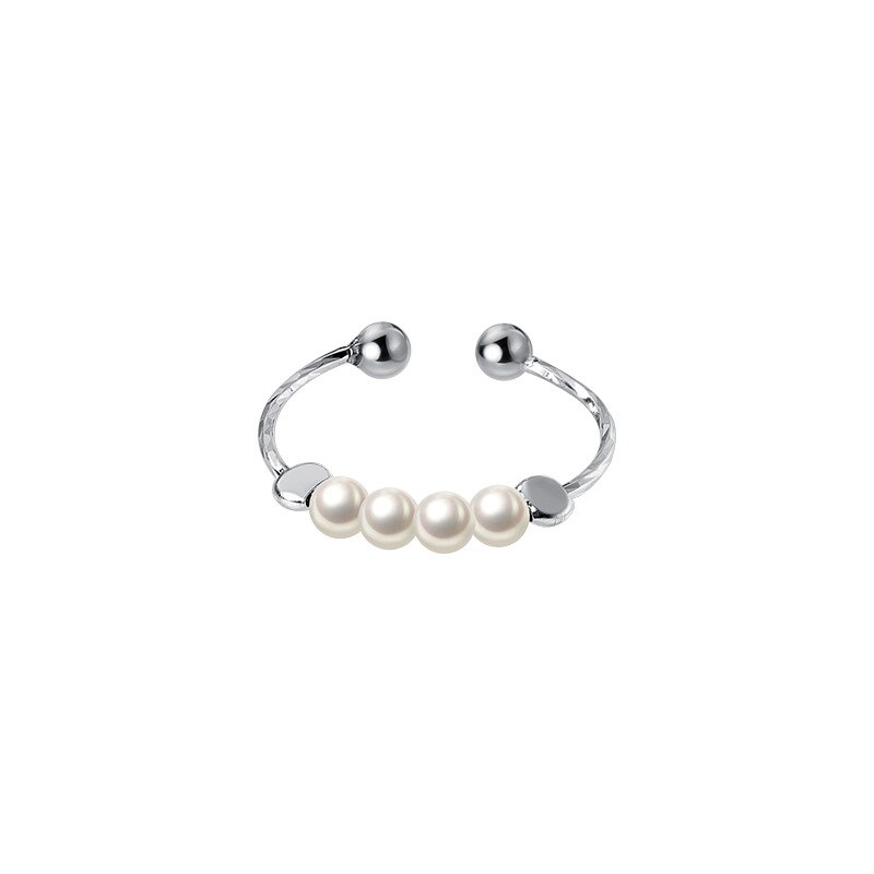 La Monada 49-55mm Finger Women Ring 925 Silver Minimalist Synthetic Pearl Rings For Women 925 Silver Fine Jewerly Rings Woman: Default Title