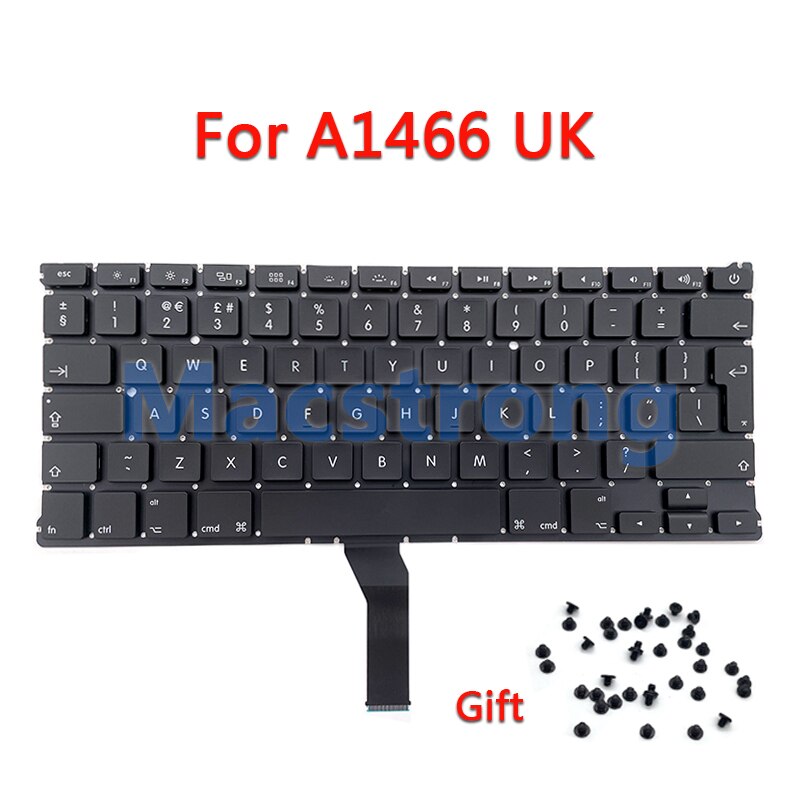 Clavier pour MacBook Air 13 &quot;A1466, d&#39;origine, américain, britannique, russe, espagnol, thaïlandais, coréen, A1369, , avec vis,