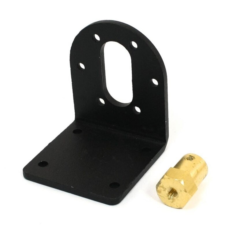 37mm DC Geared Motor Mounting Bracket Holder + 6mm Hex Coupling Black+Gold