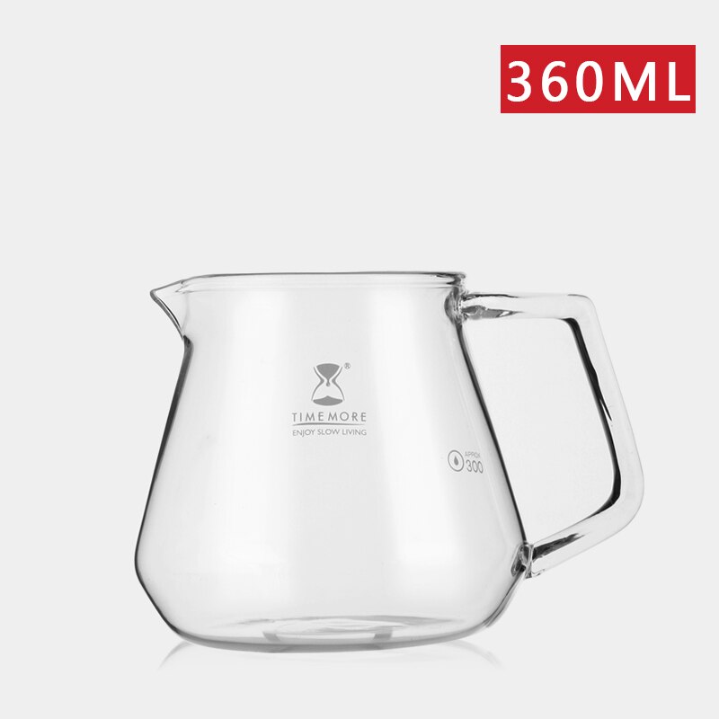 TIMEMORE glass coffee server glass coffee sharing pot coffee pot a water level display mark 360ml / 600ml: 360ml