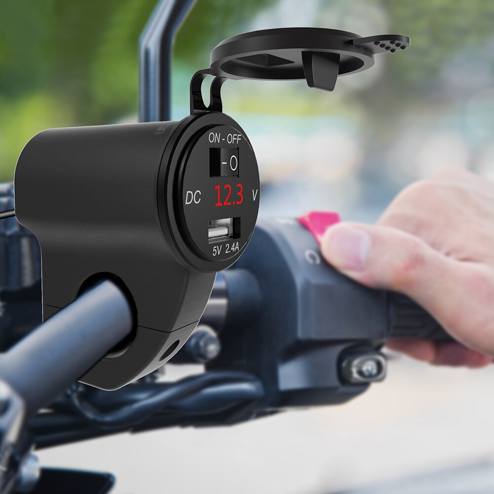 12v qc3.0 dubbele usb 2.4a motorfiets telefoonladers waterdicht super snel opladen met voltmeter schakelaar lijn motorfiets accessoires