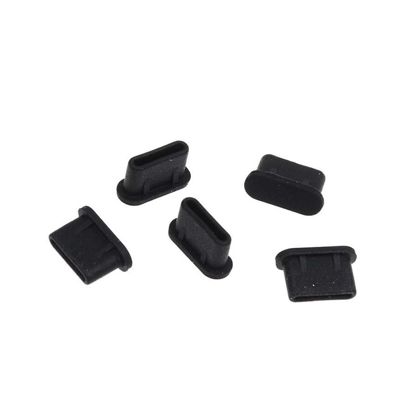 5 uds., tapa de cubierta a prueba de polvo, enchufe de cargador, Puerto tipo C, Anti-polvo para teléfono móvil FKU66: Black