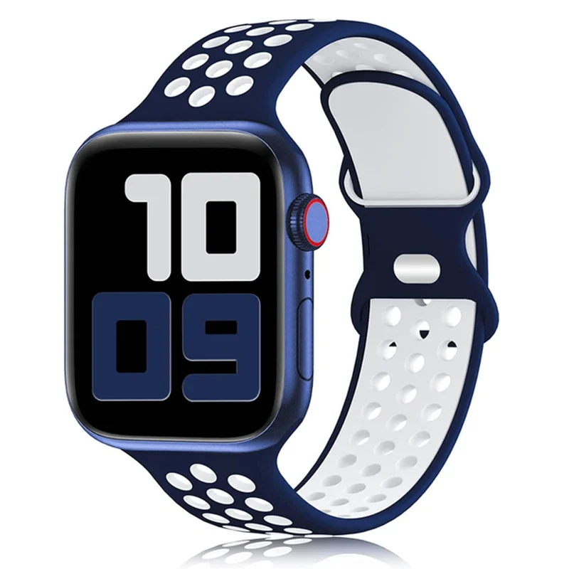 Bracelet de Sport pour Bracelets de montre Apple 44mm 45mm Ultra 2 49mm 40mm 41mm 42mm 45 44mm Bracelet en Silicone IWatch série 9 8 SE 7 3 bandes: M / Blue pink / 14mm