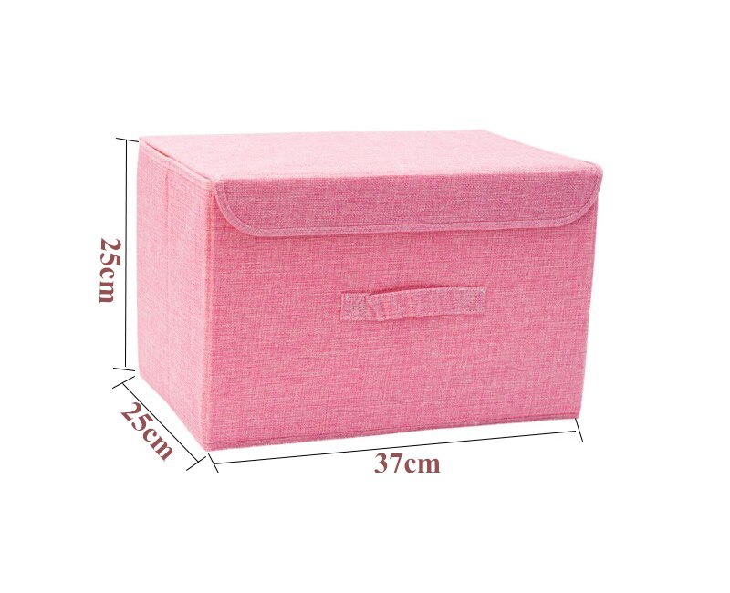 Cotton Fabric Cube Storage Box Cartoon Embroidery Laundry Basket For Cupboard Drawer Showcas Storage Holders Toys Organizer Bins: L Pink