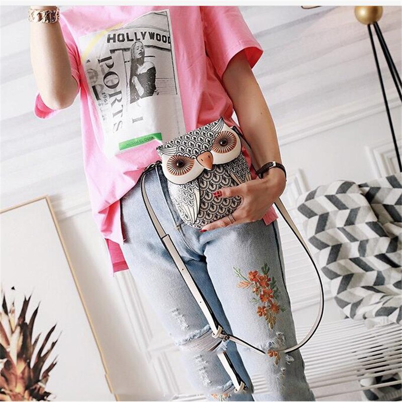 Bolso de hombro con forma de búho de , Mini bolso de mensajero, bolsos de cuero de dibujos animados bonitos para chicas, Bolso tipo bandolera para teléfono