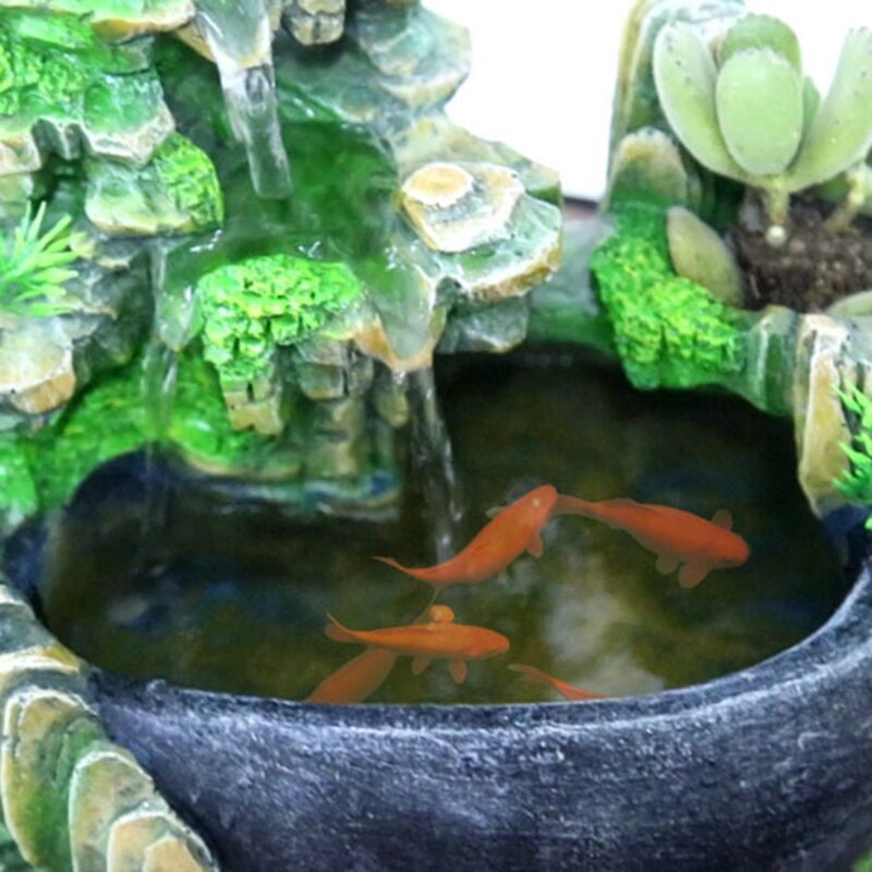 Kreative Innen Simulation Harz Steingarten Wasserfall Statue Feng Shui Wasser Brunnen Hause Garten Handwerk-UNS Stecker