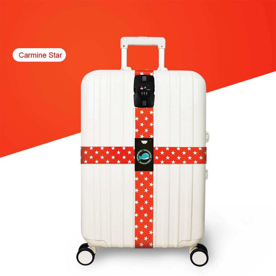 TSA Luggage Strap - 230cm - Geometric Pattern - Combination Lock Security Belt: Carmine Star
