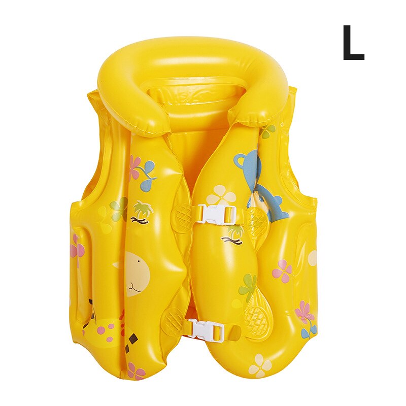 Cartoon Patronen Drijfvermogen Vest Kinderen Zwemvest Opblaasbare Pvc Cartoon Zwemvest Drie Airbags Met Gesp Voor Kid: yellow L