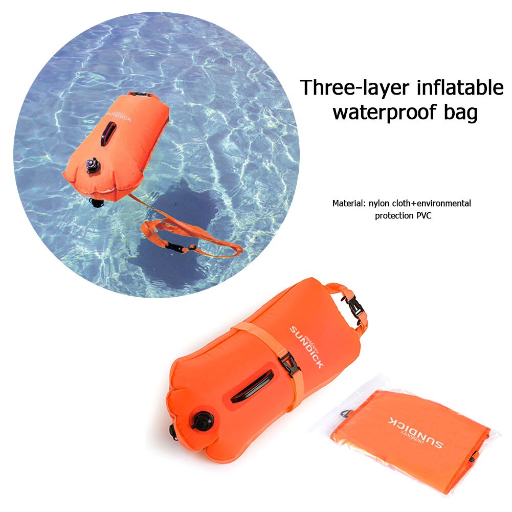 Pvc-wasserdichte tasche 28l schwimm-doppel-airbag-aufblasbare wasserdichte tasche, strand-schnorchel-drifttasche (orange)