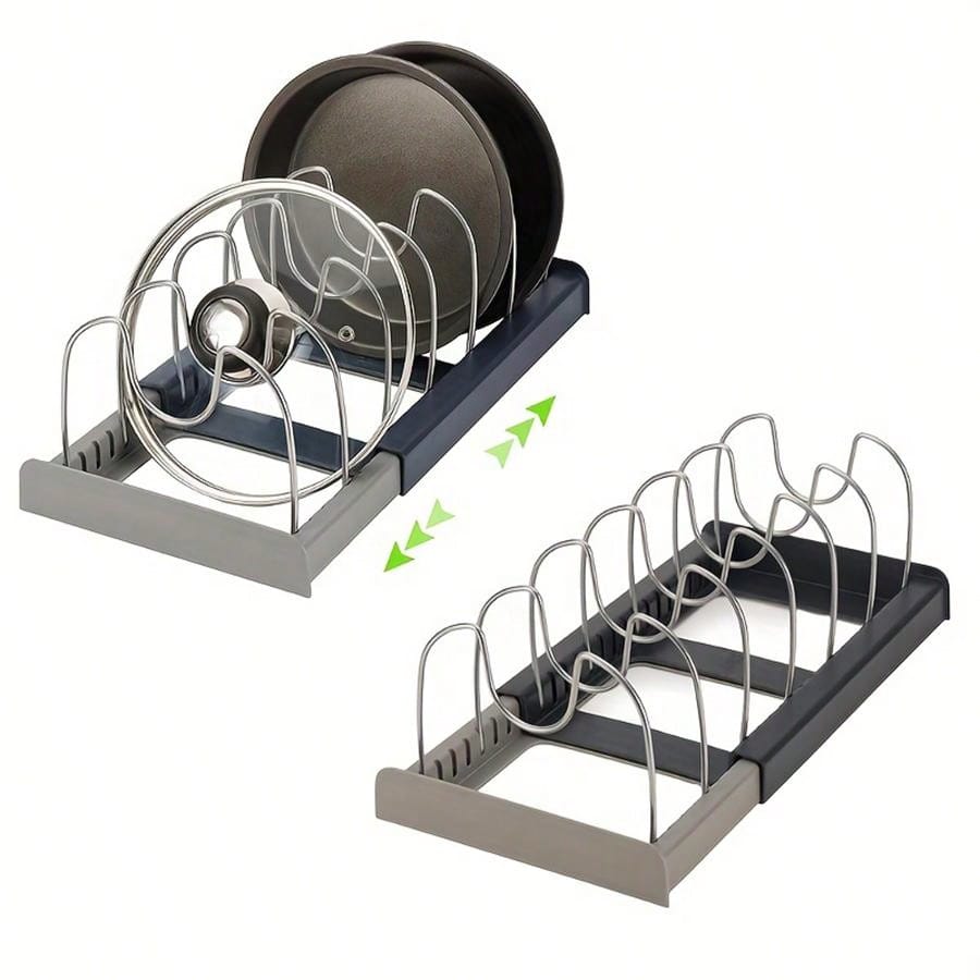 Expandable Pans Organizer Rack Kitchen Cabinet Pan Rack Drawer Expanding Cookware Space Saving Kitchen Cabinet Organizer Holde