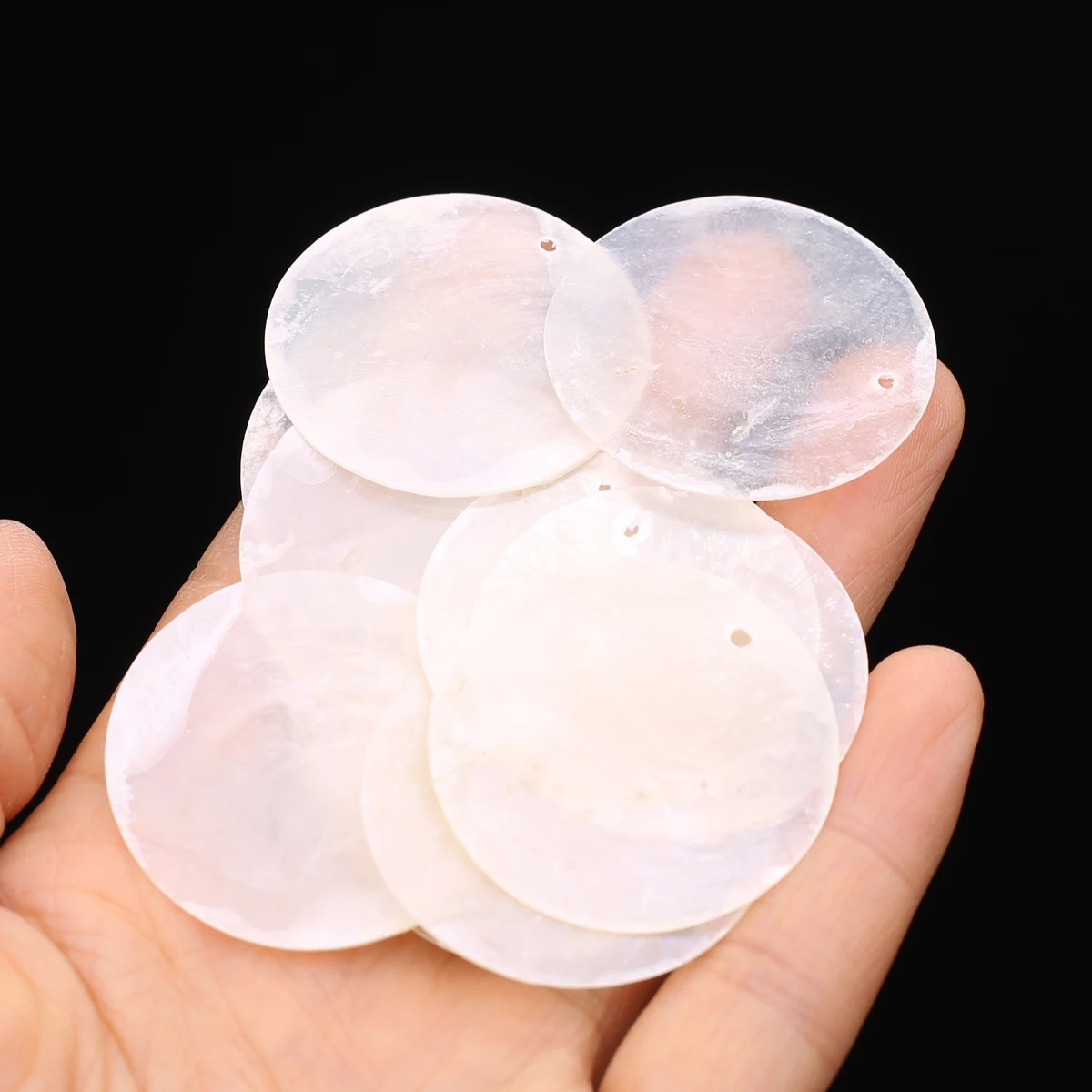Cuentas redondas de concha transparente para manualidades, abalorios sueltos de nácar Natural para fabricación de joyas, collar, , 50 piezas