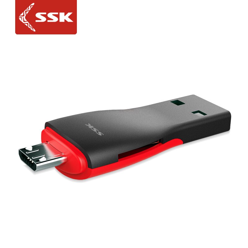Lecteur de carte sd otg ssk scrs 600 tf , double usage, pour téléphones mobiles android, ordinateurs, tablettes