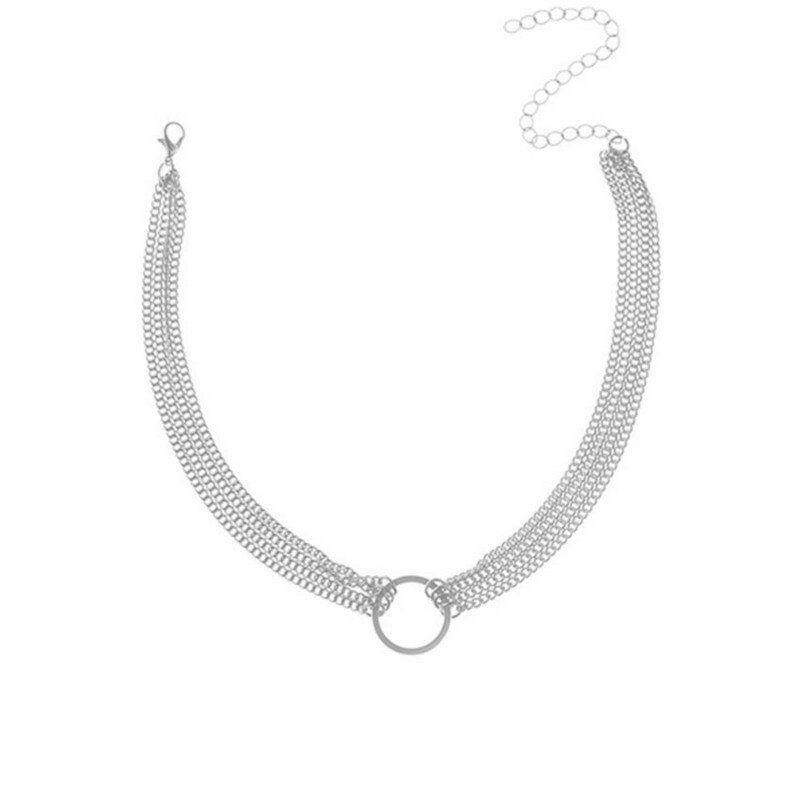 einfach Gold Farbe Kette Kreis Halsband Halskette Für Frauen Geometrische Chocker Halsketten collares Collier Femme