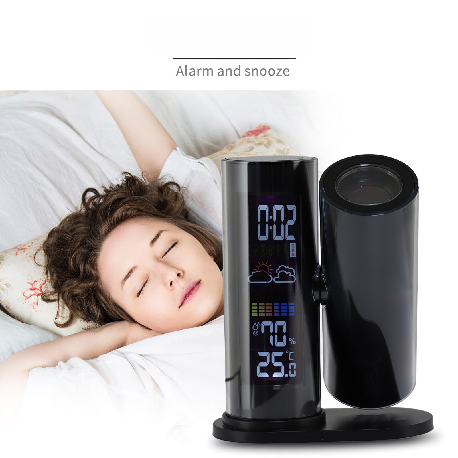 Adjustable Projection Clock Intelligent Weather Temperature Humidity Clock For Bedroom Office Multifunctional Electronic Clock