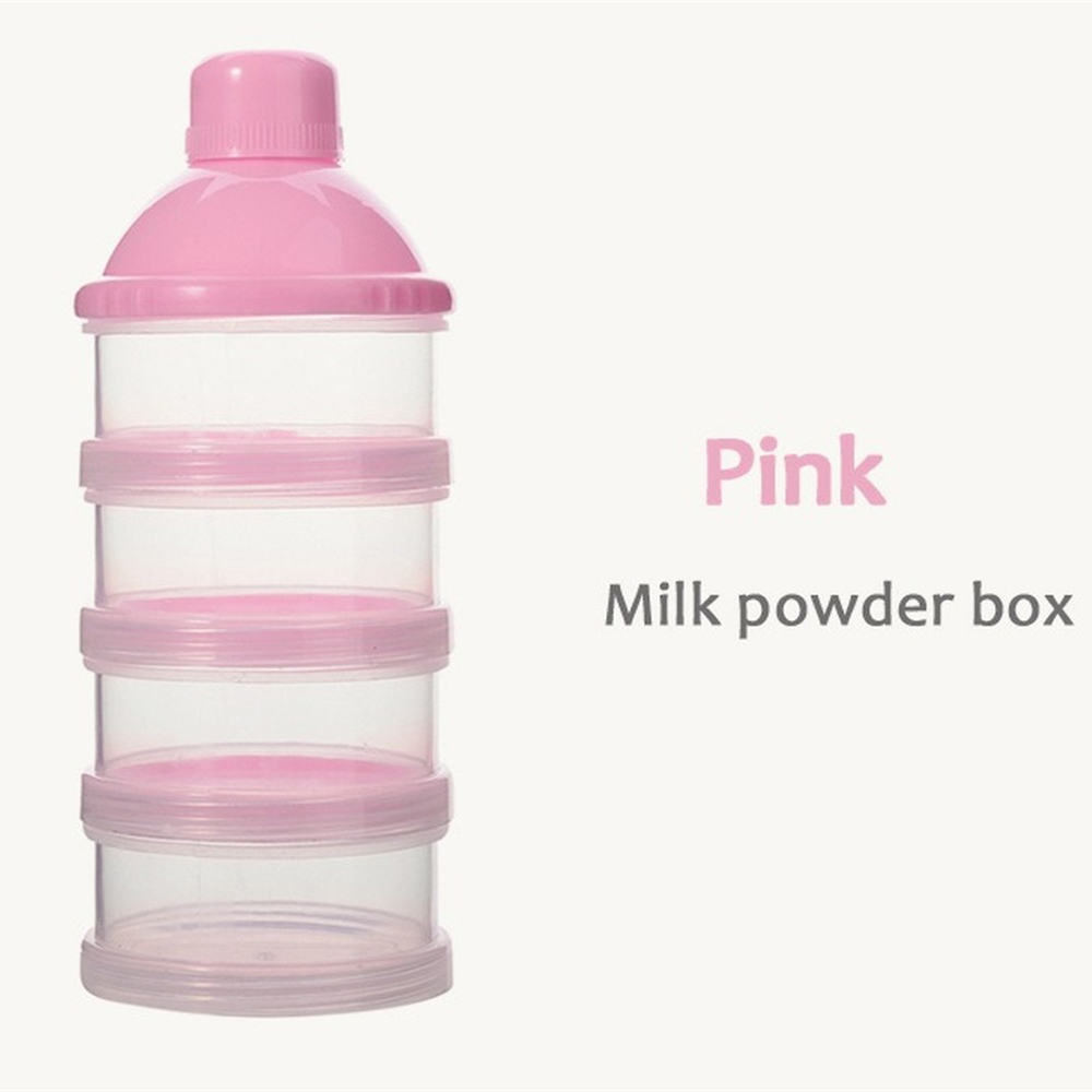 Distributeur Portable de lait en poudre, récipient de stockage des aliments, boîtes d&#39;alimentation pour bébés enfants en bas âge 4/5 grille boîte de stockage des aliments pour bébés: Pink- 4 Layer