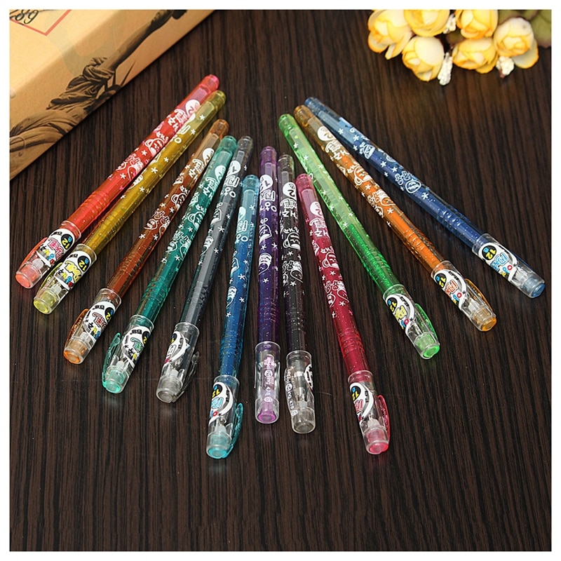 1Set 12 1.0 Mm Kleuren Glitter Gel Pennen Voor Ambachten Scrapbooking Diy Card