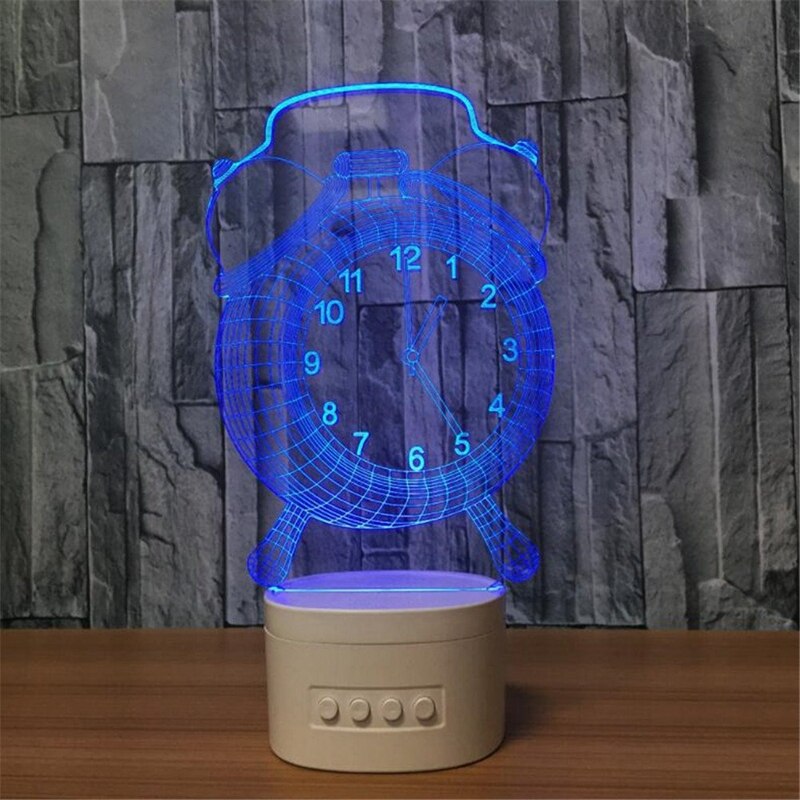3D Wecker Optische Illusion Sichtbar Nacht Licht Mit Bluetooth Lautsprecher Basis Led Schreibtisch Lampe, 5 farbe Für Usb, Kinder Baby