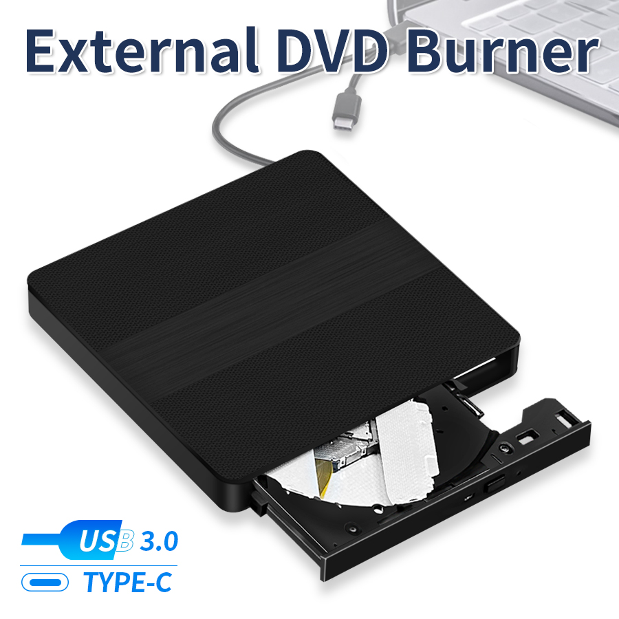 2 in 1 USB 3.0 Type C External DVD Burner Disk Drive DVD RW Writer Reader Recorder CD Player Optical Drives for Laptop Desktop