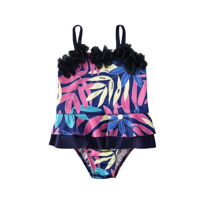 Little Girls One-piece Swimsuit Toddler Baby Girl Swimwear Leaf Print Swimsuits One-piece Bikini Beachwear Tankini 0-4T