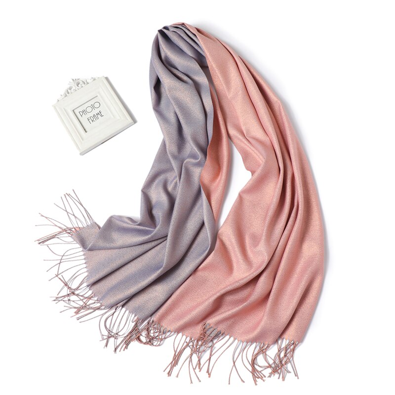 Talvihuivi naisille, yksivärinen, pashminan kaltainen kashmir, tupsuilla koristeltu, lämmin huivi, paksut shaalit ja kietaisut, kiiltävä, kaksipuolinen, bufanda: Wt2-13