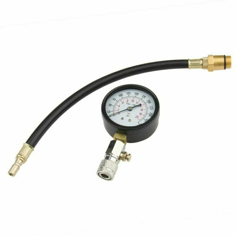 1set car Engine Pressure Gauge Cylinder Compression Pressure Meter 300 PSI Tester Gauge Test Flex Hose explosion-proof tools