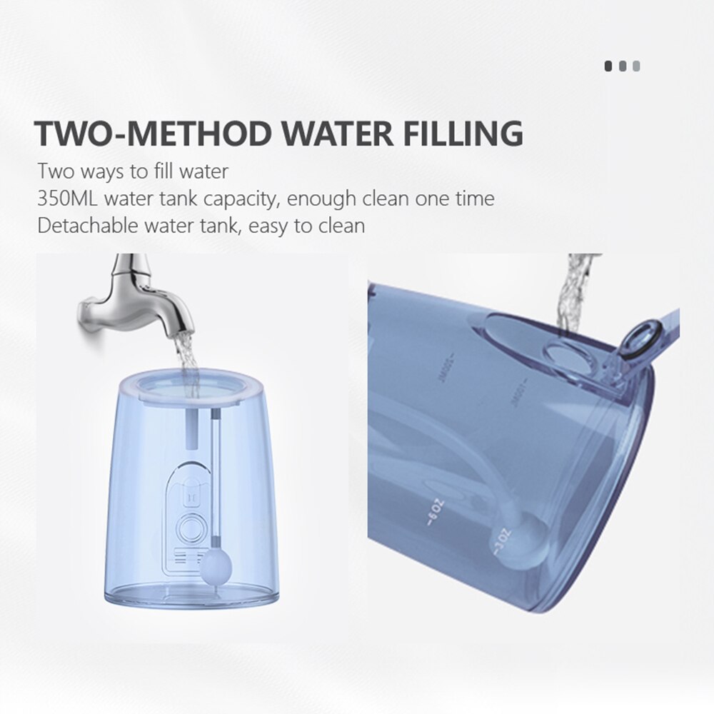 muntlig irrigator vannflosser usb oppladbart vannflosser bærbar vannstråle 350ml vanntank vanntett tannrenser