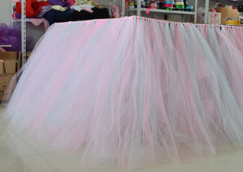 Färgglad bordskjol tyll duk för bröllop festival fest dekoration baby shower fest bord sockel hem textil: Stil 13