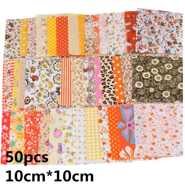 Handmade Fabric Home Making Material DIY Square Cotton Patchwork Craft: Yellow