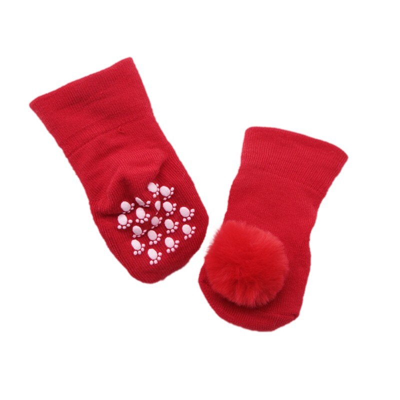 Cute Pompom Baby Socks Warm Solid Baby Girl Boy Socks Infant Toddler Anti Slip Floor Socks Kids Socks for 0-18Month