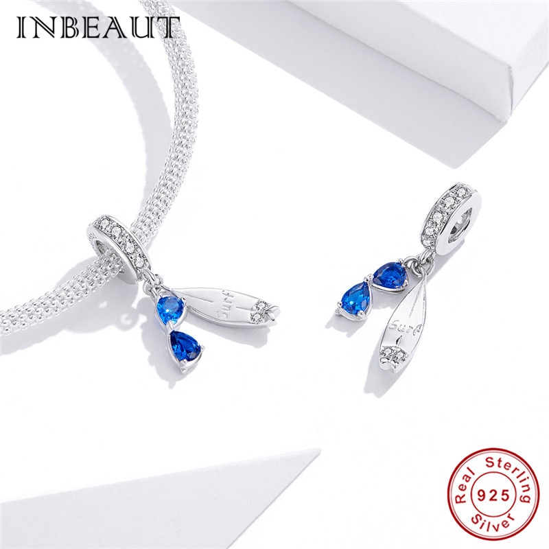 INBEAUT Summer 100% 925 sterling silver sunglasses surfboard pendant fit Brand bracelet charm DIY jewelry