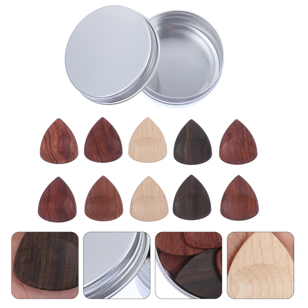 10Pcs Wooden Guitar Picks Plectrums for Acoustic Electric Bass Guitar Ukulele: Default Title