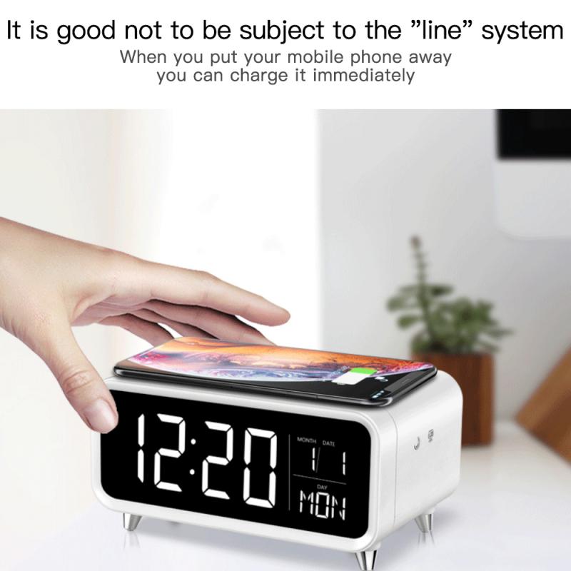 Wireless Phone Charging Digital LED Alarm Clock Radio Alarm Clock Speaker Display Home Decor Table Clock Despertador Night Light