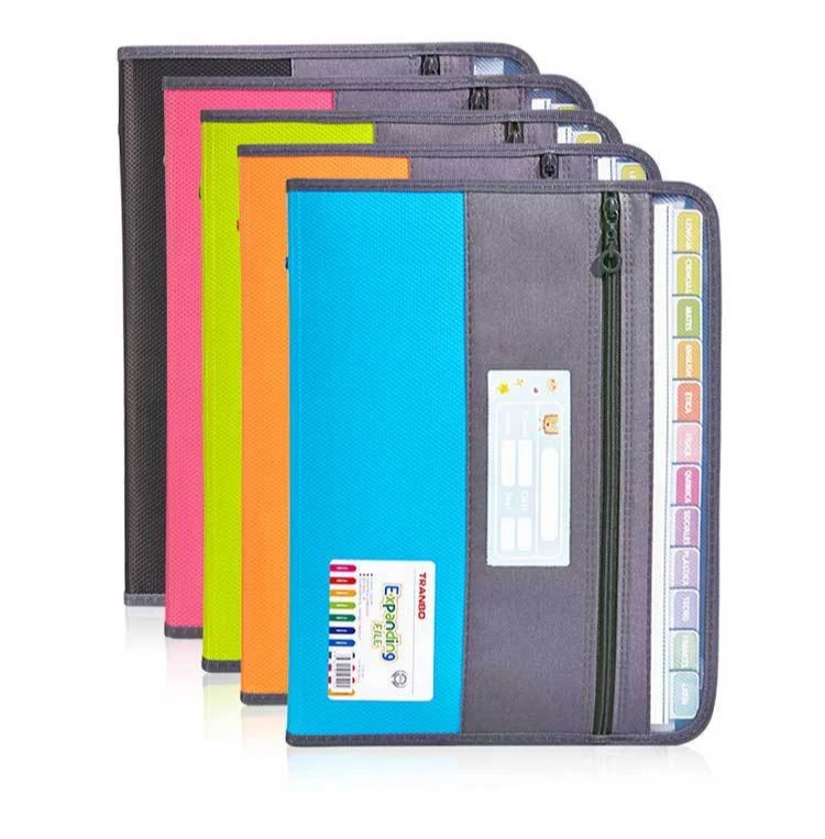 Accordion File Organizer with Safe Zipper, 13 Pocket Expanding File Folder with Front Pencil Pouch, School Office Supplies