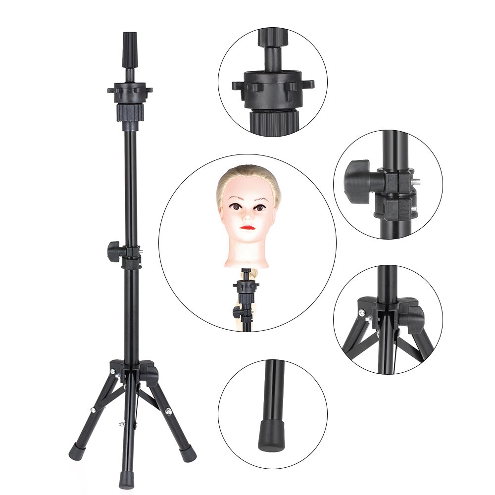Mini pruik standaard, verstelbare driepoot standaard, haarverzorgingstraining mannequin hoofd houder, trainingshoofd houder, nep hoofd mal standaard: 3