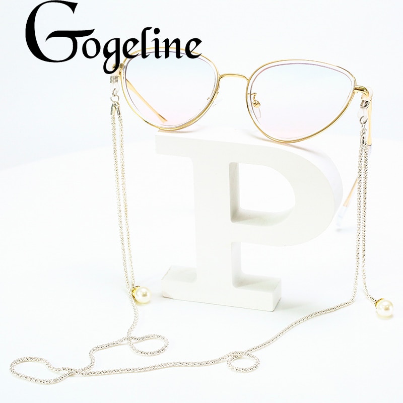 Zonnebril ketting metalen koorden casual parel kralen geometrische bril ketting voor mannen vrouwen gouden ketting