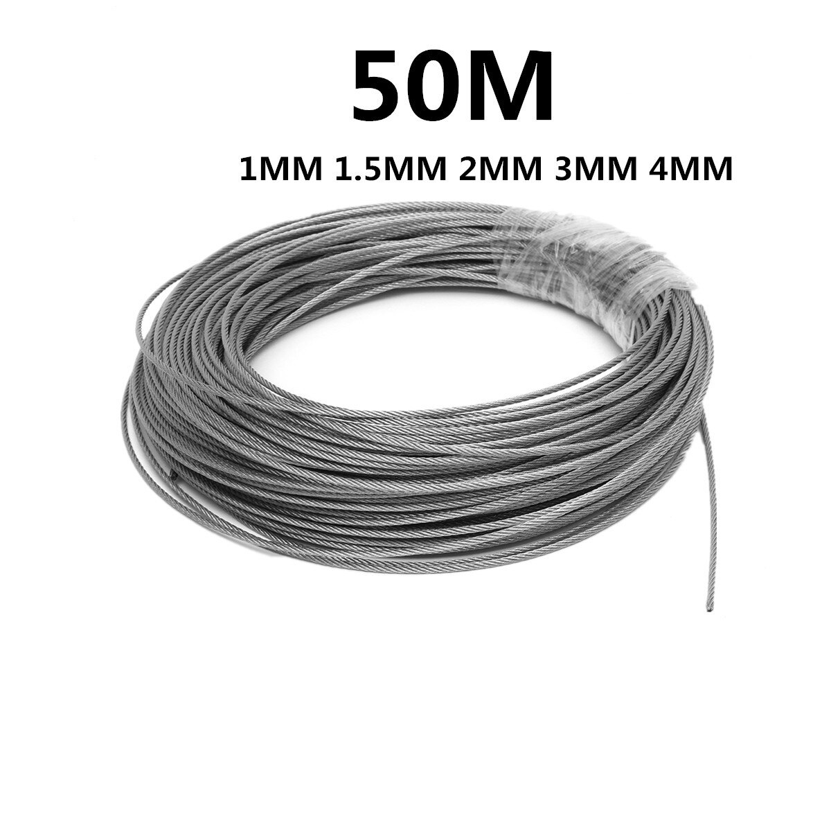 100m 50 m 304 rustfrit stål 1mm 1.5mm 2mm diameter ståltråd nøgent reb løftekabel linje tørresnor rustfast 7 x 7