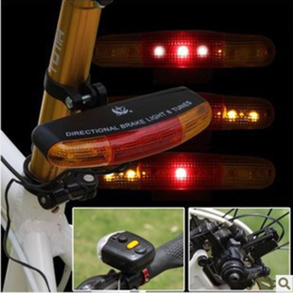 7 LED Fiets Richtingaanwijzer Directional Brake Light Lamp 8 geluid Hoorn Vaste mount Fietslicht Veiligheid in duisternis