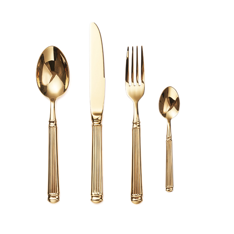 Europe Silver Luxury Cutlery Set 18/10 Stainless Steel Creativity Roman Column Flatware 304: Red