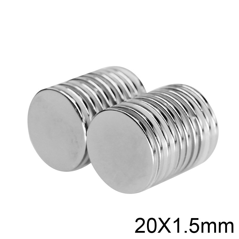 Imanes fuertes de neodimio finos de 20x100mm, hoja de imán redondo permanente de 20x1,5mm, disco magnético potente de 20x1,5mm, 10 ~ 1,5 Uds.