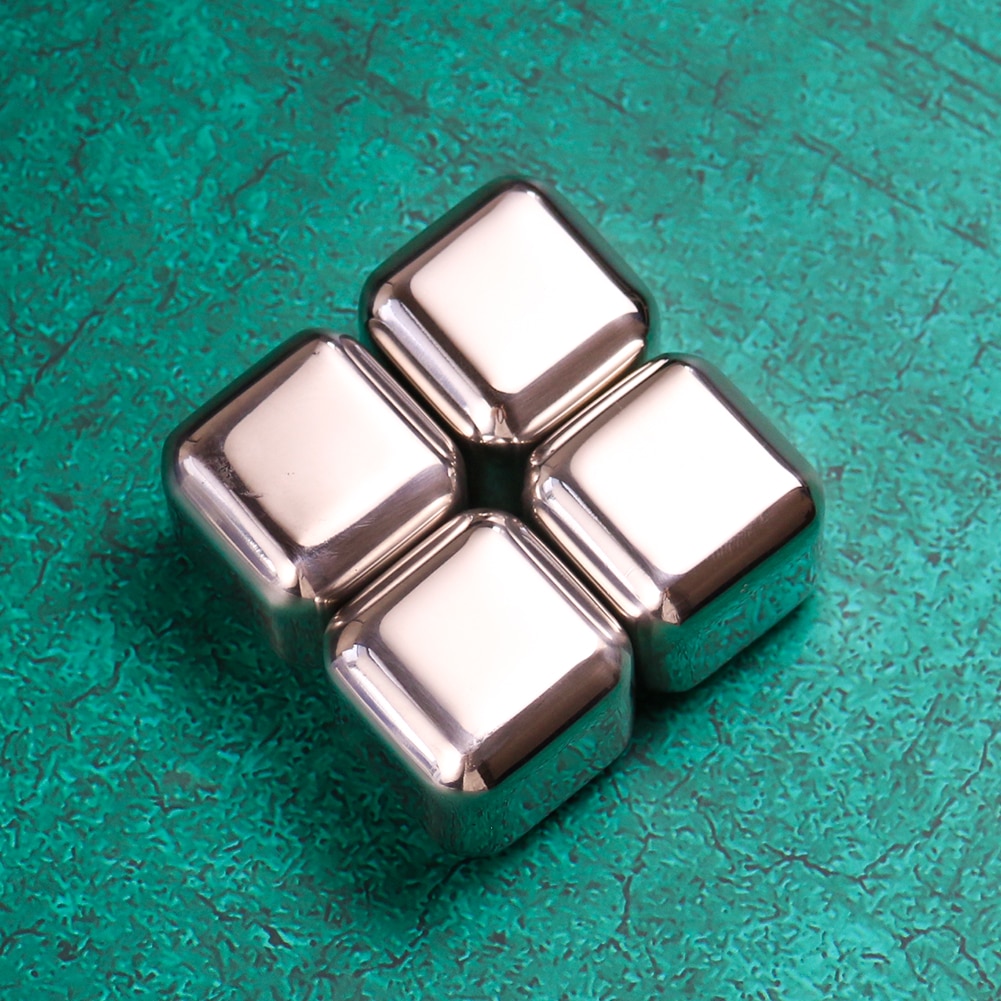 4PCS Stainless Steel Ice Cubes Bar Accessories Home Bars Reusable Food Grade Cooling Ice Stone Keep Your Drink Cold Longer
